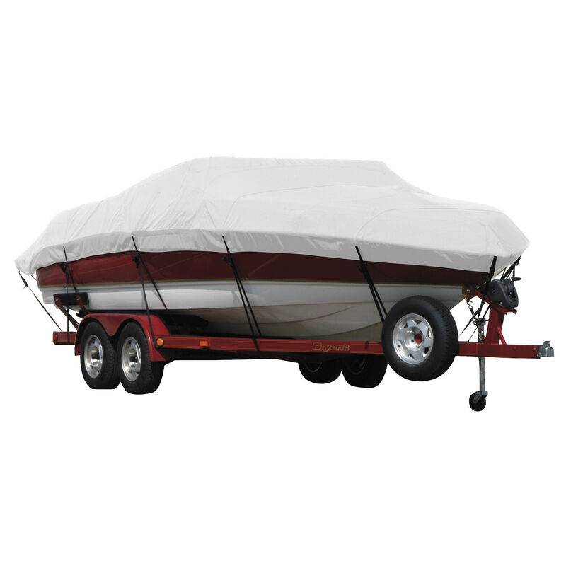 Exact Fit Covermate Sunbrella Boat Cover for Lund 1750 Tyee Gran Sport 1750 Tyee Gran Sport W/Starboard Trolling Motor O/B. Natural image number 1
