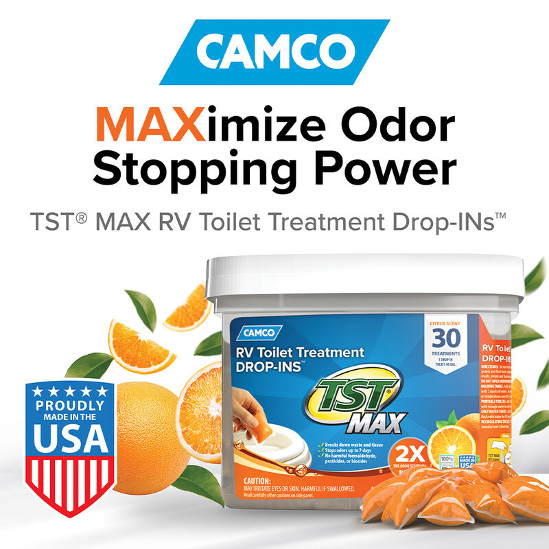 Camco TST MAX RV Toilet Treatment, Citrus Scent, 30 Drop-Ins image number 2
