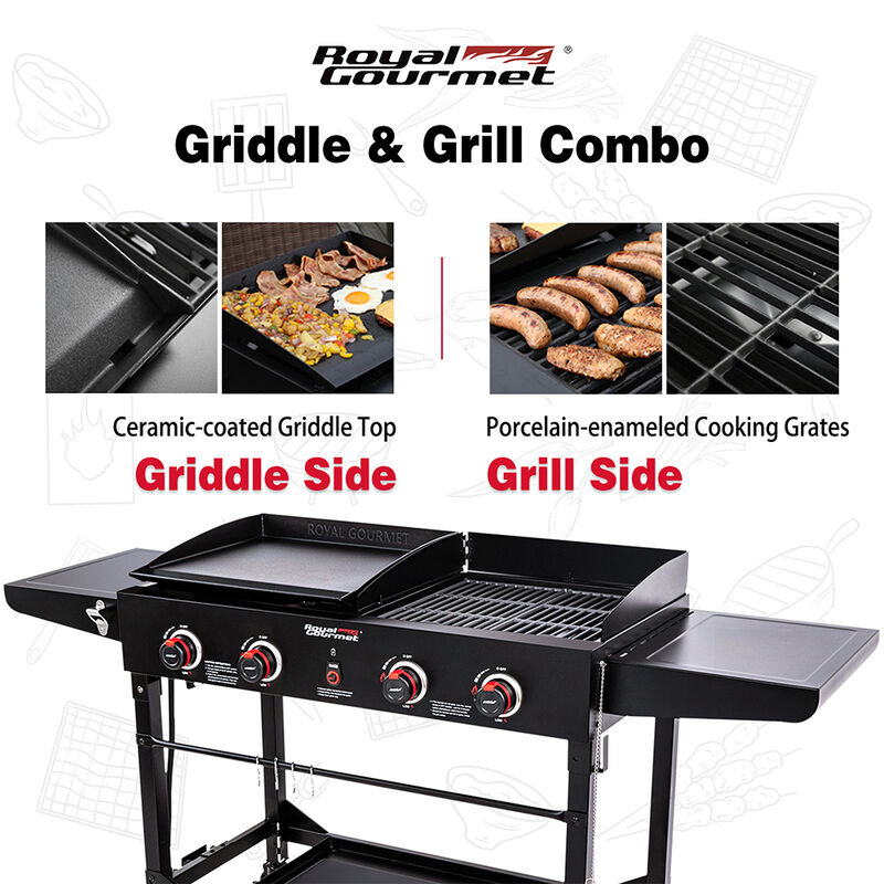 Royal Gourmet 36-Inch Gas Griddle 4-Burner Flat Top Propane Grill