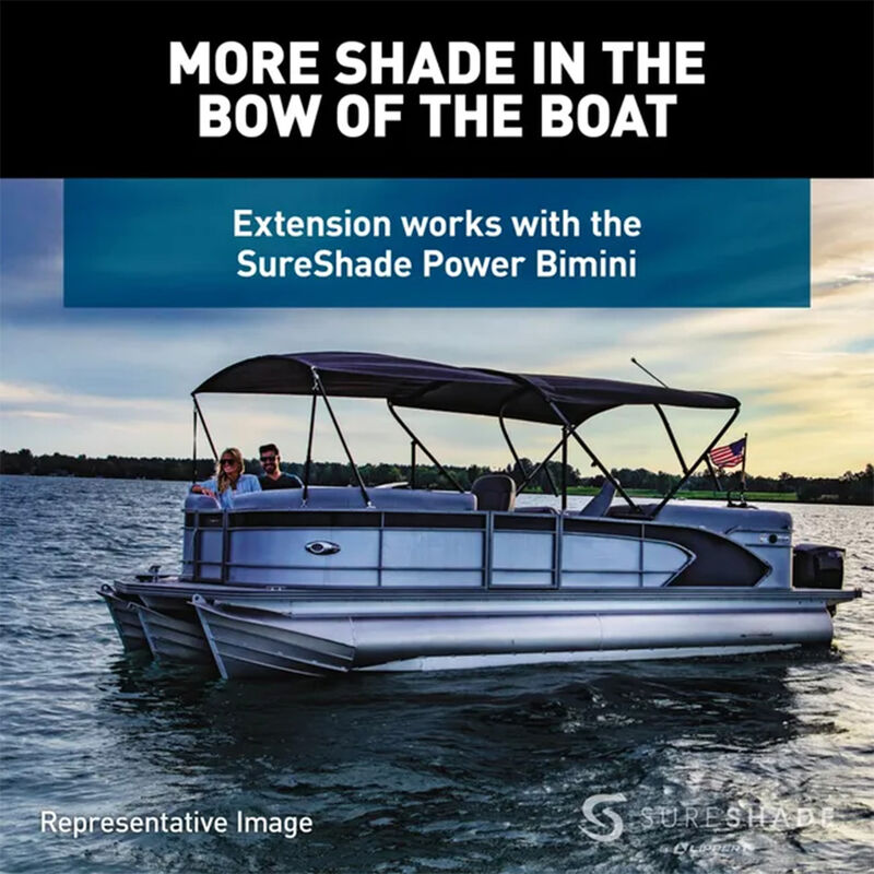 Lippert SureShade 7' Extension for Power Pontoon Bimini Top, Clear Anodized Frame image number 2