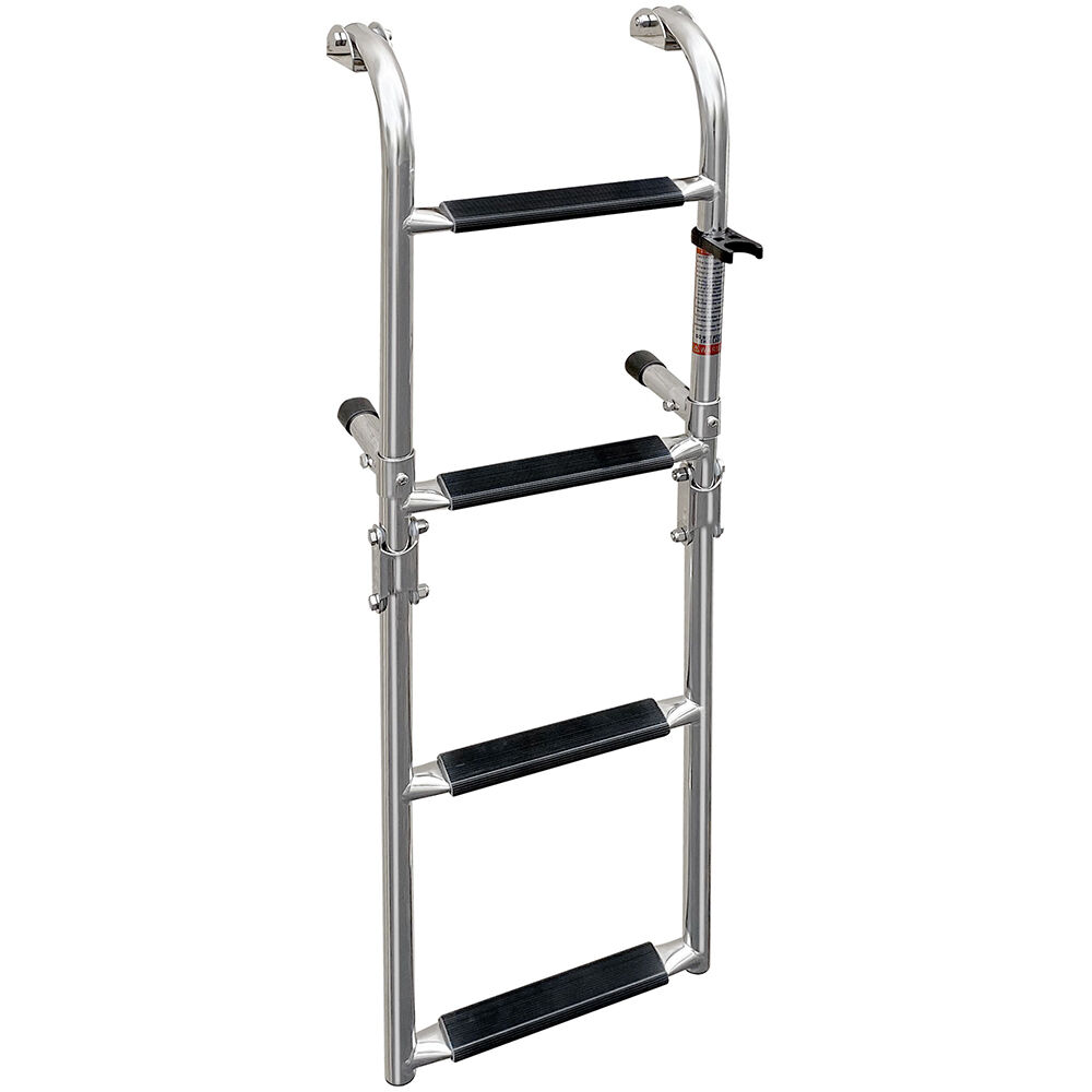 YXX- Folding Fishing Bass Boat Ladder with Mount& Strap， Dual Vertical Tele