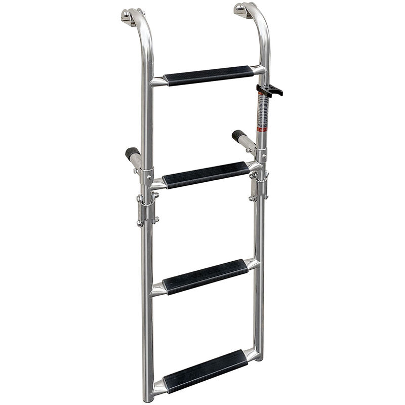 5 Step Boat Ladder, Stainless Steel Pontoon Boat Ladders with Teak