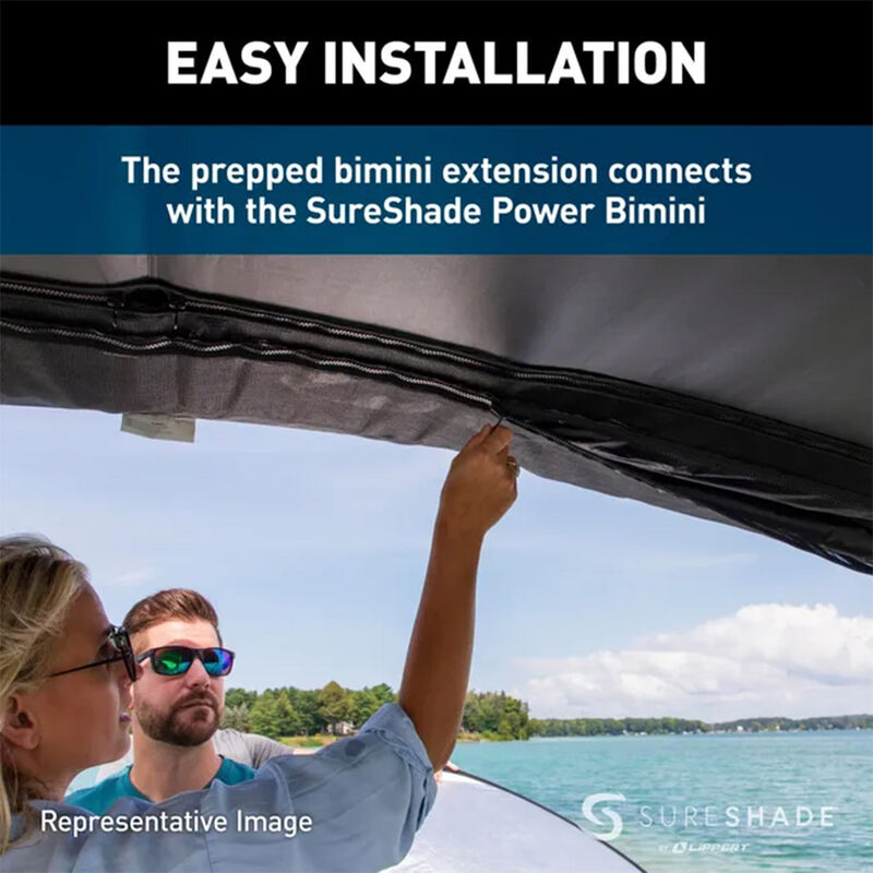 Lippert SureShade 7' Extension for Power Pontoon Bimini Top, Clear Anodized Frame image number 8