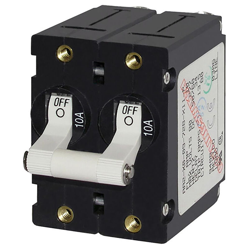 Blue Sea AC Circuit Breaker A-Series Toggle Switch, Double Pole, 20A, White image number 1