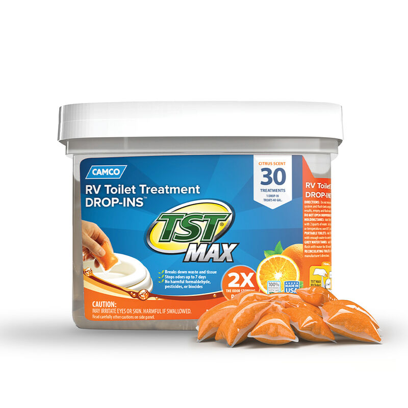 Camco TST MAX RV Toilet Treatment, Citrus Scent, 30 Drop-Ins image number 1