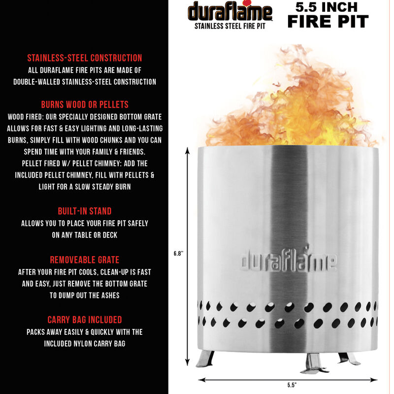 Duraflame 5.5" Stainless Steel Mini Fire Pit image number 4