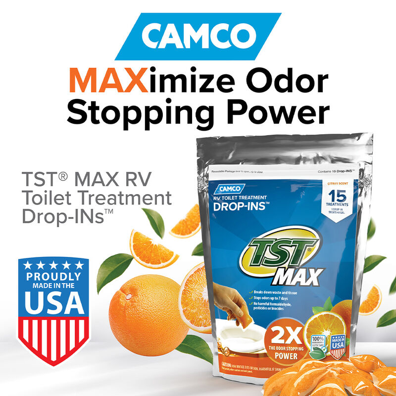 Camco TST MAX RV Toilet Treatment, Citrus Scent, 15 Drop-Ins image number 2