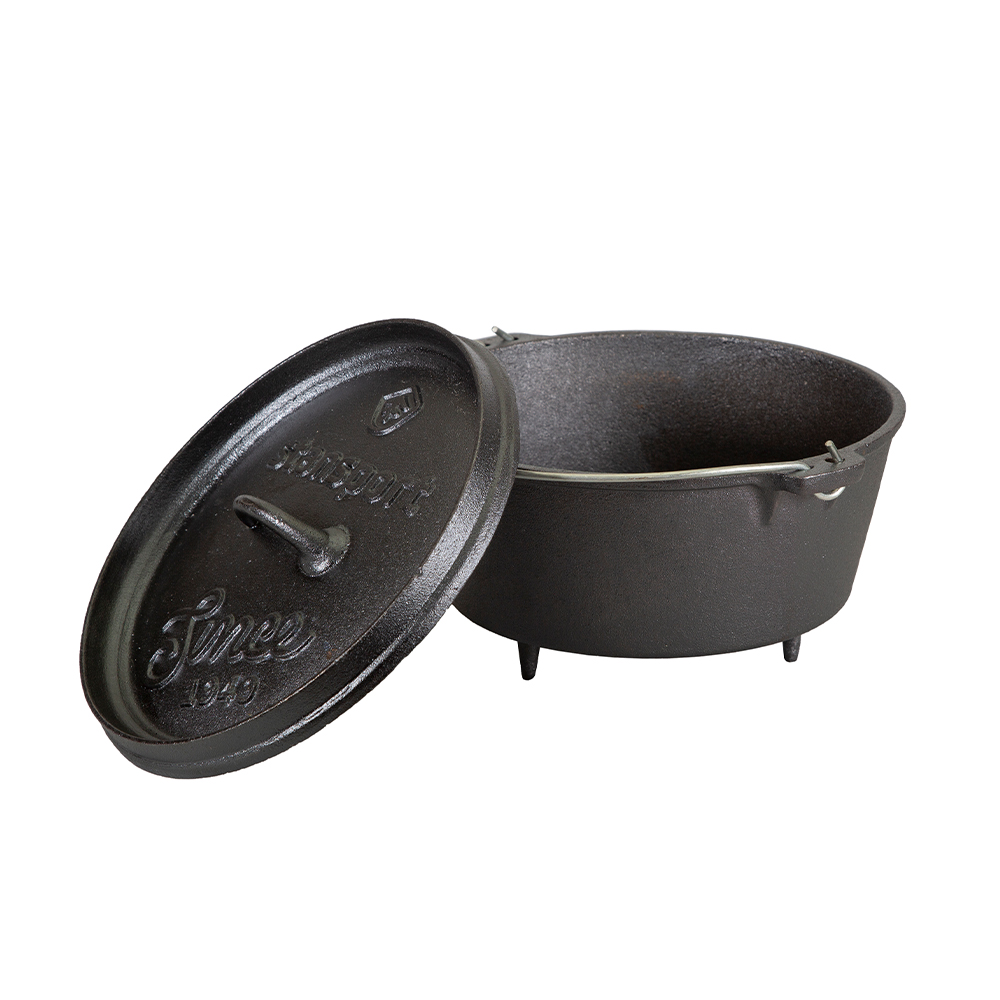 Stansport 8-Quart Pre-Seasoned Cast Iron Dutch Oven with Legs